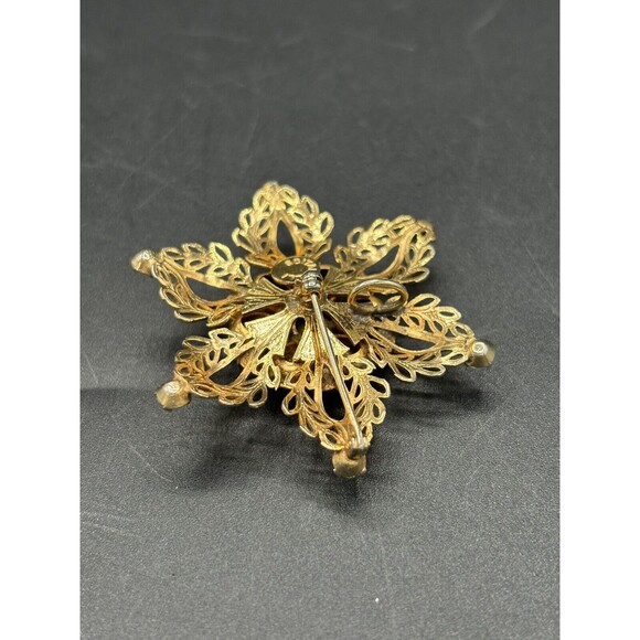 SCITARELLI Signed Vintage 1950s Rhinestone Gold Tone Pin Brooch or Pendant - Picture 3 of 5